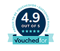 VouchedFor Top Rated Firm 4.9 out of 5